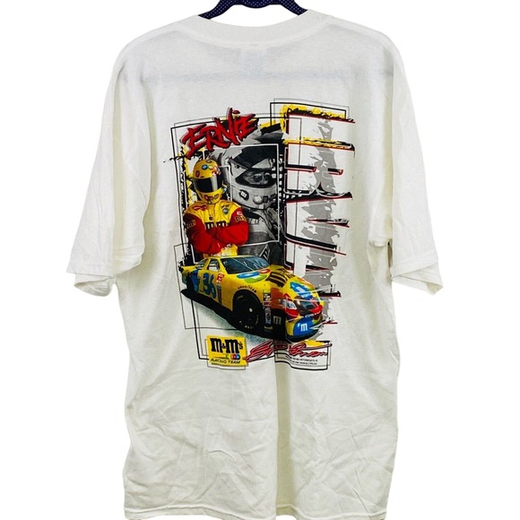 Vtg XL M&Ms‎ Racing Team T-Shirt White Ernie Irvan #36 Nascar 1999 Planet Mars - Picture 3 of 7